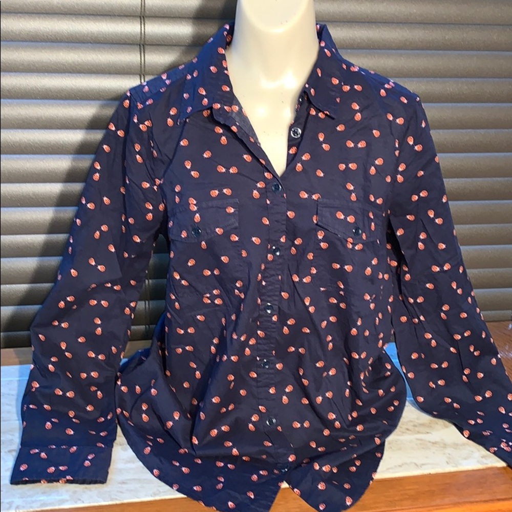 Sonoma Shirt Size Medium Lady Bugs Button Up Blouse